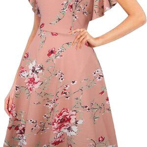 Wedding Church Vintage Cocktail Dresses with Pockets Summer Casual Floral Dress